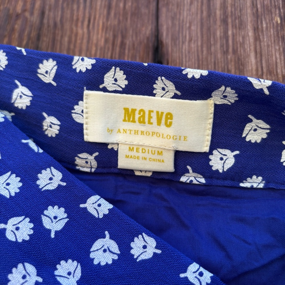 Maeve Blue and White High Low Skirt - Picture 7 of 11